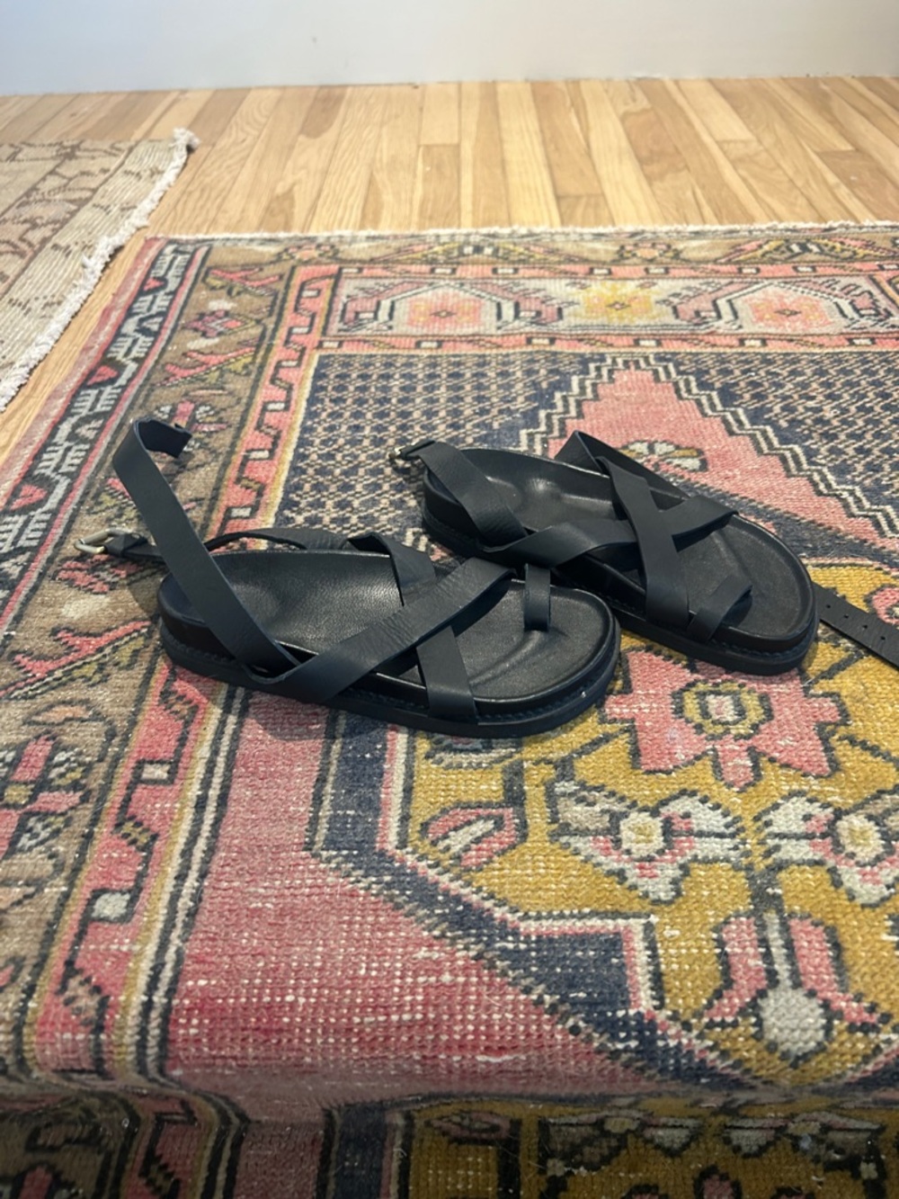 Black Women's Strappy Leather Sandals